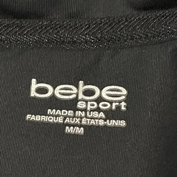 Bebe Sport Black Floral Zipper Workout jacket sweatshirt Thumbhole Ruched size M - Picture 12 of 16